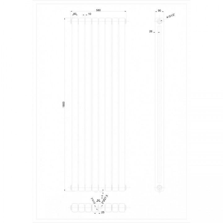 Vertikal 1800x580 Doppellagig Wandheizkörper Anhtrazit Vertikal 1800x580 Doppellagig Wandheizkörper Anhtrazit
