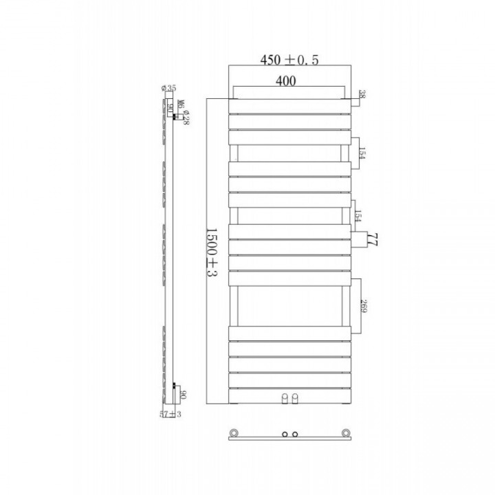 1500 x 450 mm Flach Weiß Badheizkörper Handtuchwärmer 1500 x 450 mm Flach Weiß Badheizkörper Handtuchwärmer