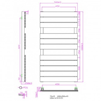 Badheizkörper Handtuchheizkörper 1000x500 Weiß Flachpaneel Badheizkörper Handtuchheizkörper 1000x500 Weiß Flachpaneel
