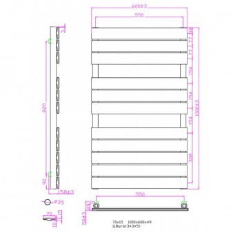 Badheizkörper Handtuchheizkörper 1000x600 Weiß Flachpaneel Badheizkörper Handtuchheizkörper 1000x600 Weiß Flachpaneel