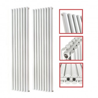 1800 x 490 mm Doppellagig Mittelanschluss Weiß Paneelheizkörper NEU Ellipse Design