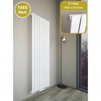 1600x619 Flach Einlagig Weiß Mittelanschluss Paneelheizkörper