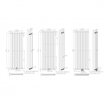 1800 x 376 mm Einlagig Seitenanschluss Flach Weiß