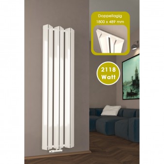 1800x489 mm Doppel-Triple Seitenanschluss Paneelheizkörper Weiß