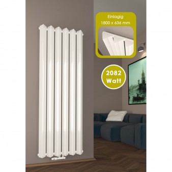 1800 x 636 mm Ein-Triple Seitenanschluss Paneelheizkörper Weiß