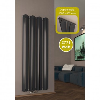 1800x652 mm Doppel-Triple Seitenanschluss Paneelheizkörper Anthrazit