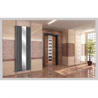 Spiegel Paneelheizkörper 1800x610 Doppellagig Anthrazit Flach Mittelanschluss