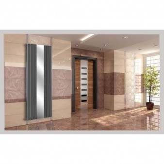 Spiegel Paneelheizkörper 1800x610 Doppellagig Anthrazit Flach Seitenanschluss