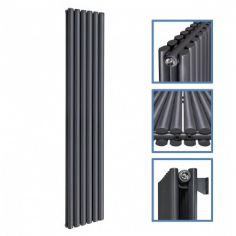 1600 x 400 mm Doppellagig Mittelanschluss Anthrazit Paneelheizkörper NEU Ellipse Design