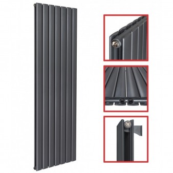 1800 x 532 mm Doppellagig Seitenanschluss Flach Anthrazit