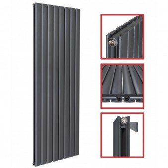 1800 x 608 mm Doppellagig Seitenanschluss Flach Anthrazit