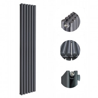 1800X 354 Ellipse Doppellagig Anthrazit Mittelanschluss Paneelheizkörper