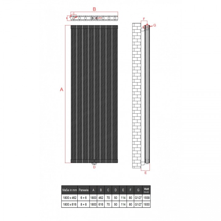 1800x462 Alu Doppellagig Paneelheizkörper Flach Aluminium Horizontal Wandheizkörper Anthrazit 1800x462 Alu Doppellagig Paneelheizkörper Flach Aluminium Horizontal Wandheizkörper Anthrazit