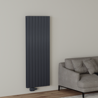 Alu Doppellagig Paneelheizkörper Versetzter Aluminium Wandheizkörper  Vertikal Anthrazit 1600x616  Alu Doppellagig Paneelheizkörper Versetzter Aluminium Wandheizkörper  Vertikal Anthrazit 1600x616