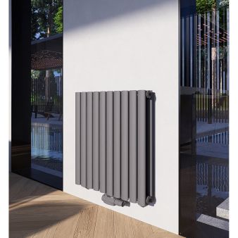 Horizontal Paneelheizkörper 600x590 Doppellagig Wandheizkörper Heizwand Mittelanschluss Anthrazit