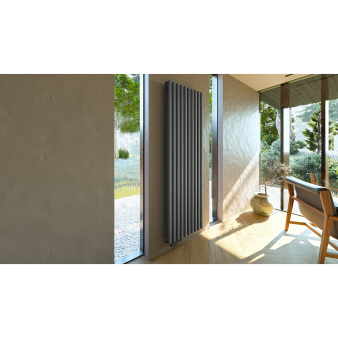 1800X590 Ellipse Doppellagig Anthrazit Versetzter Mittelanschluss Paneelheizkörper