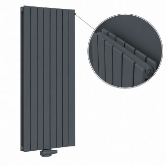 Flach Paneelheizkörper 1800 × 588 mm Anthrazit Doppellagig – Vertikaler Design Heizkörper mit Mittelanschluss